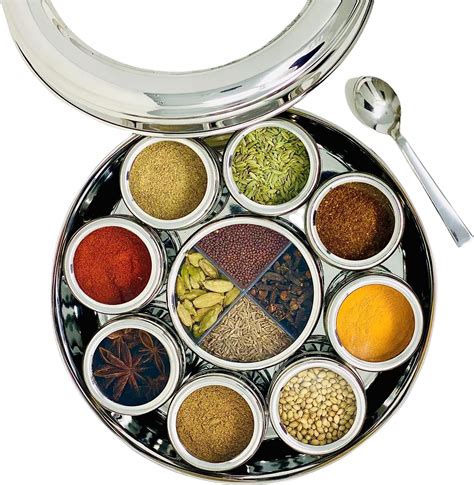 indian spice box stainless steel|indian spice containers for kitchen.